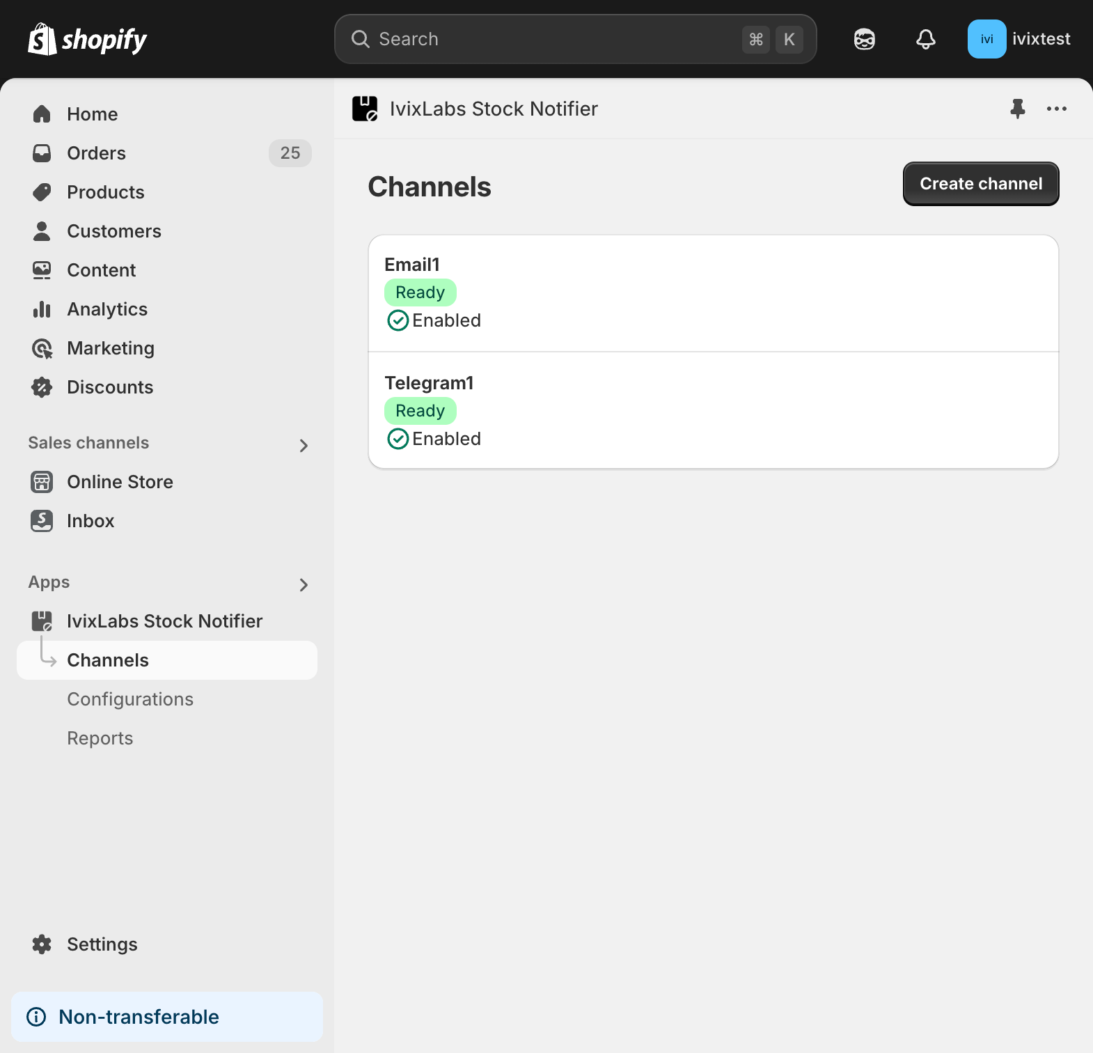 IvixLabs Stock Notifier channels list