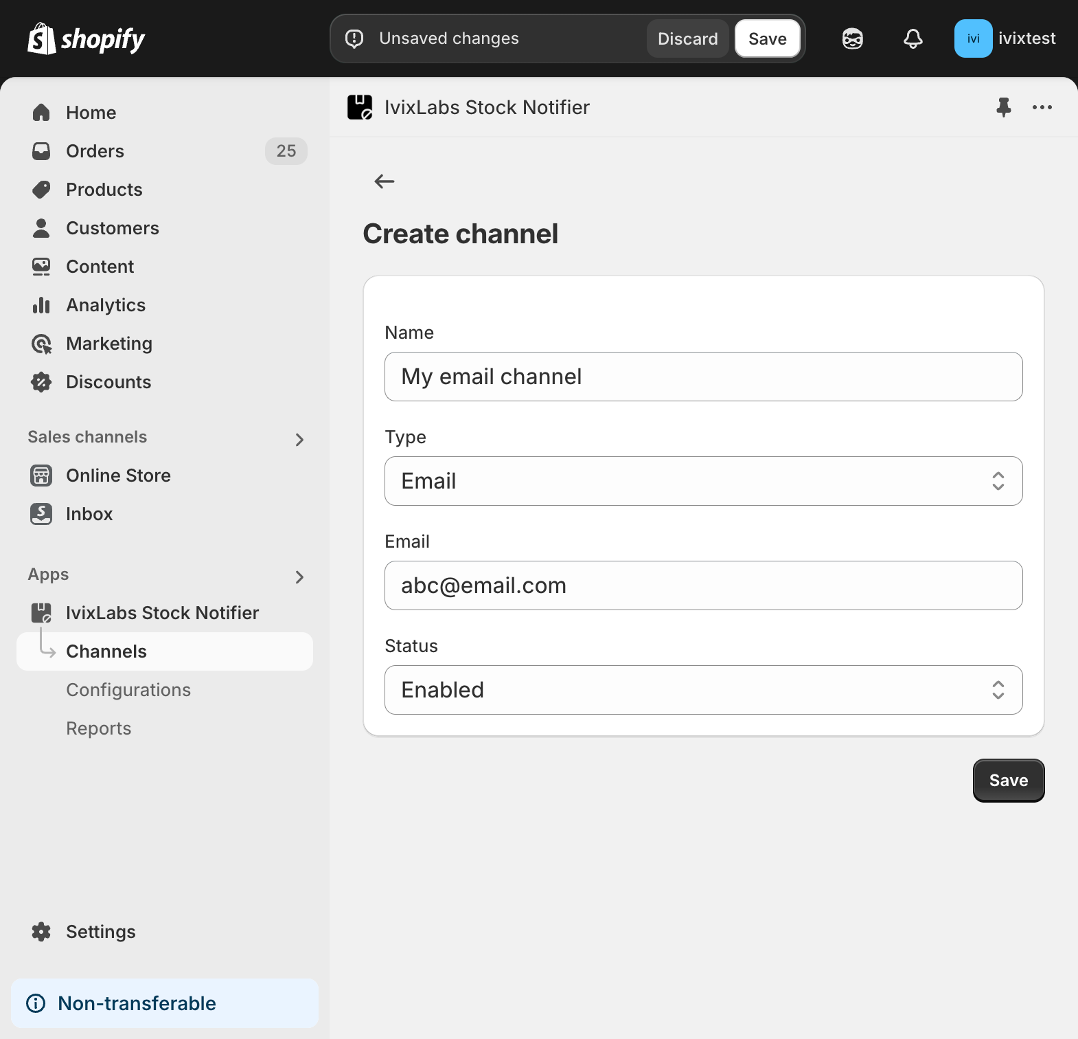 IvixLabs Stock Notifier email channel creation